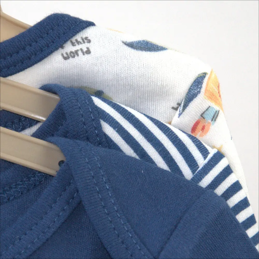 Creeper Baby Long Sleeve Bodysuit Set of 3 Blue — feature 5