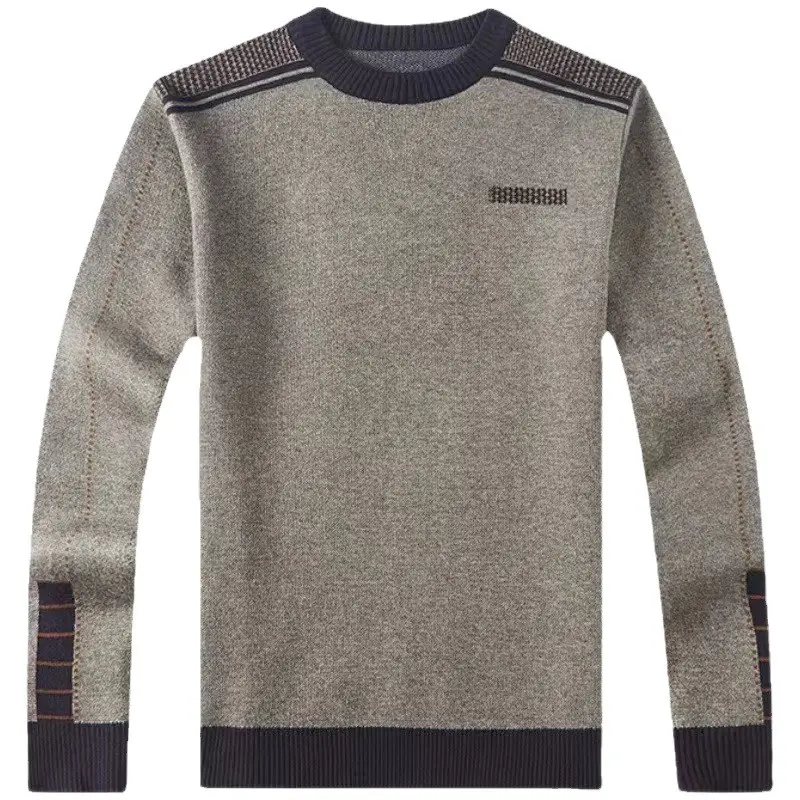 Middle-Aged Men Fleece Lined Sweater Black - Image 7