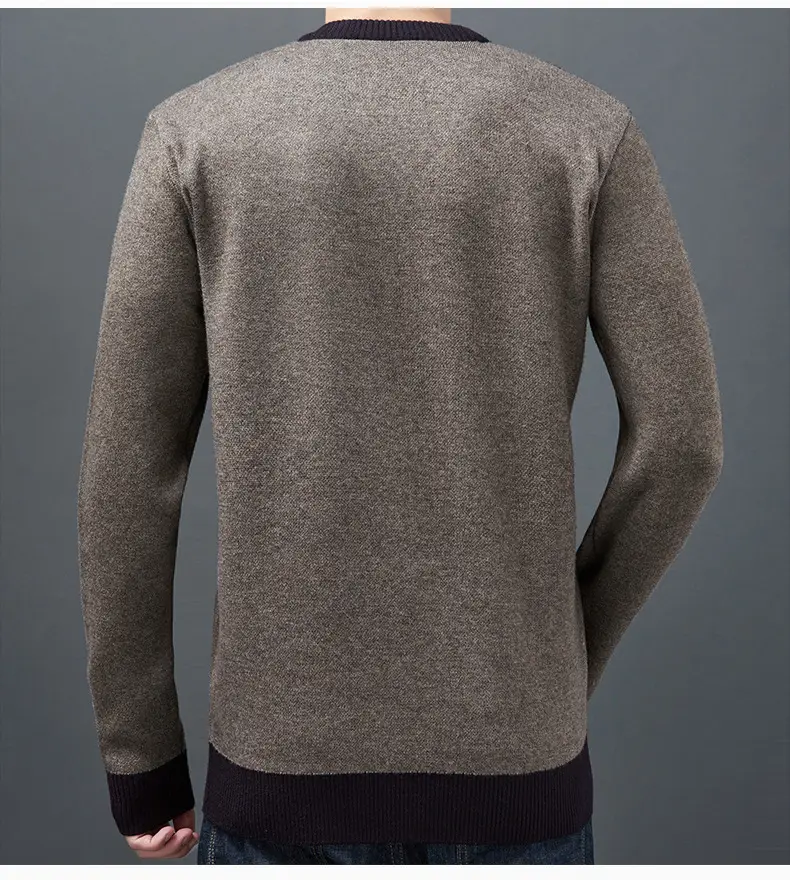 Middle-Aged Men Fleece Lined Sweater Black — feature 17