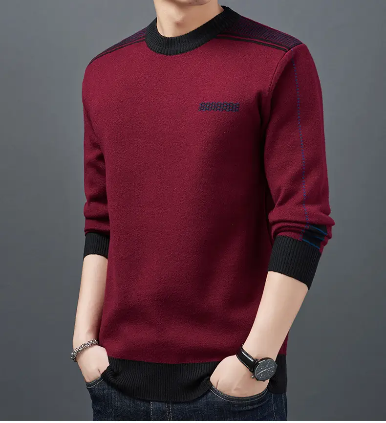 Middle-Aged Men Fleece Lined Sweater Black — feature 18