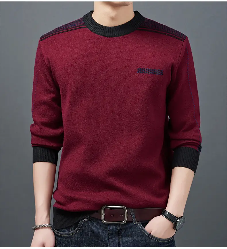 Middle-Aged Men Fleece Lined Sweater Black — feature 19