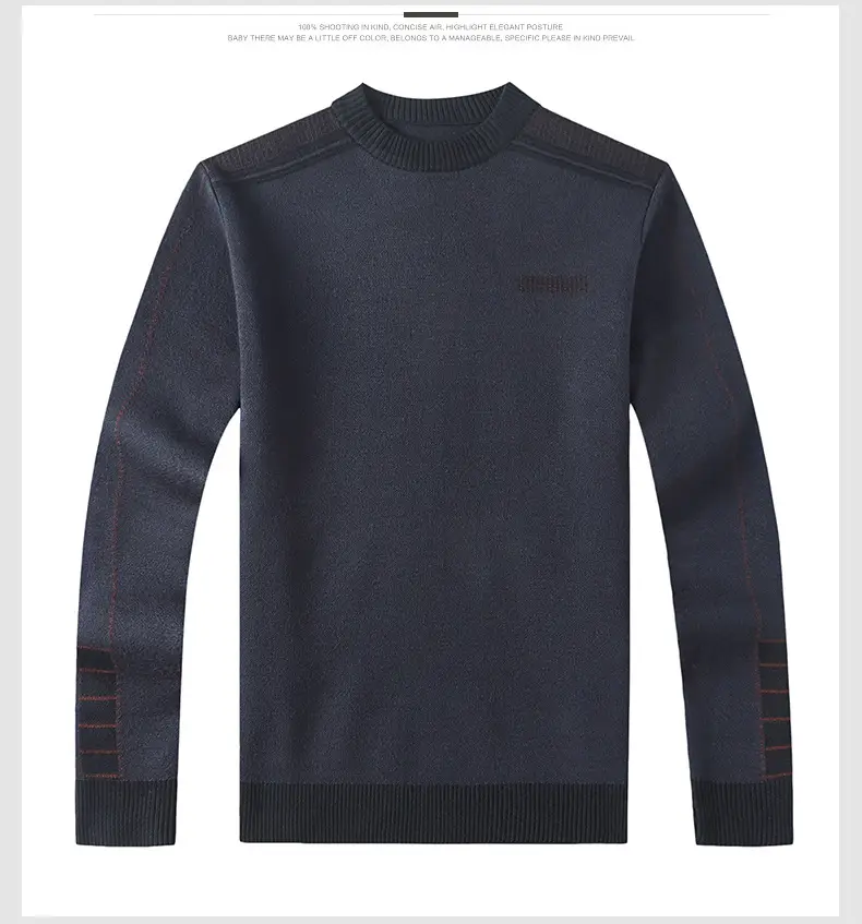 Middle-Aged Men Fleece Lined Sweater Black — feature 24
