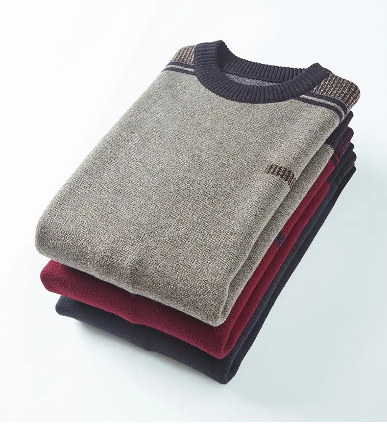 Middle-Aged Men Fleece Lined Sweater Black — feature 9
