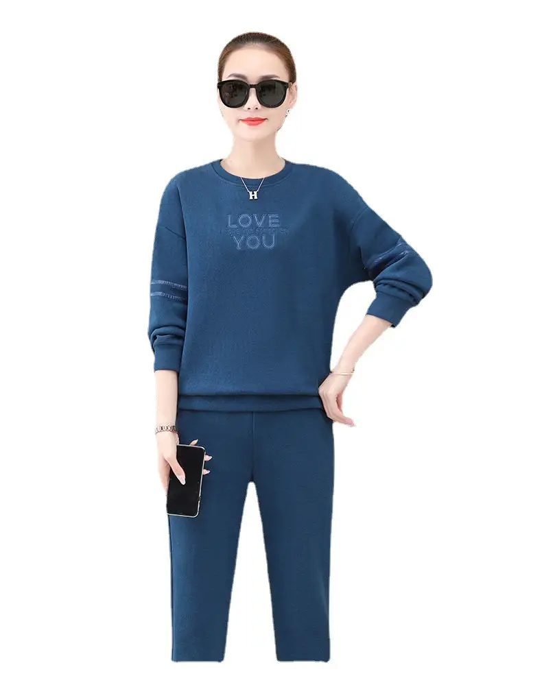 Women Purple Love You Sweatpants Set Spring Autumn 2021 - Image 9