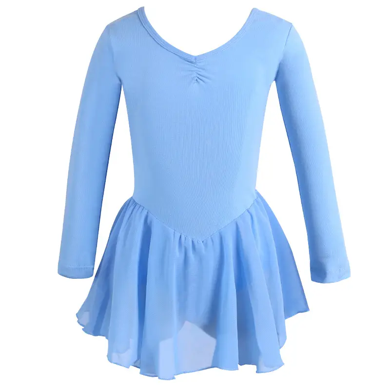 Light Blue Fleece Lined Ballet Dress for Girls - Image 14