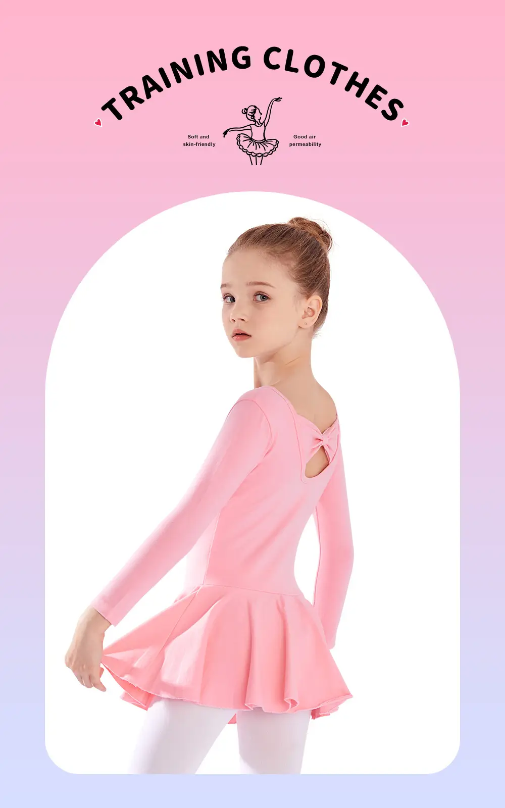 Light Blue Fleece Lined Ballet Dress for Girls — feature 4