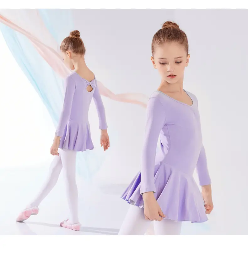 Light Blue Fleece Lined Ballet Dress for Girls — feature 9