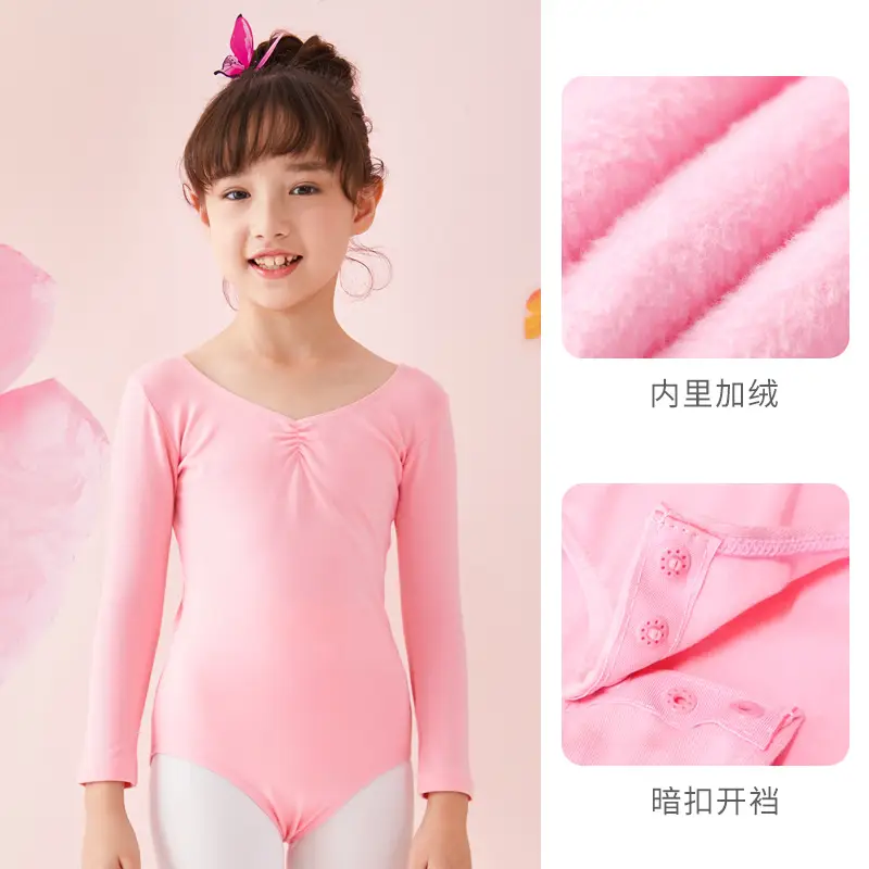 Light Blue Fleece Lined Ballet Dress for Girls - Image 4