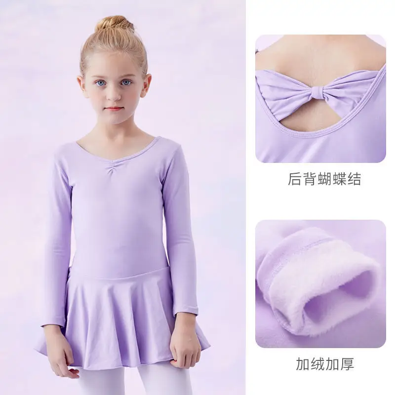 Light Blue Fleece Lined Ballet Dress for Girls - Image 6