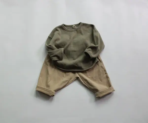 2026 Spring Boys Long Sleeve T-Shirt Olive Green Loose Fit — feature 10