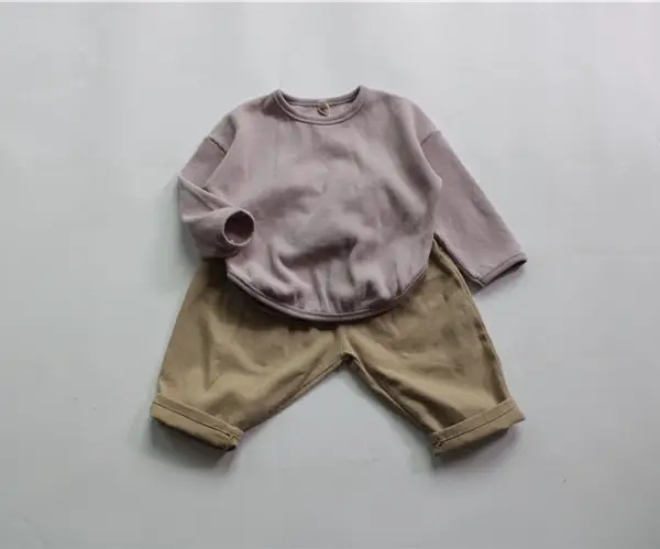 2026 Spring Boys Long Sleeve T-Shirt Olive Green Loose Fit — feature 9