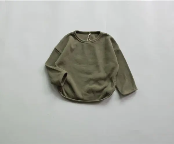 2026 Spring Boys Long Sleeve T-Shirt Olive Green Loose Fit - Image 2