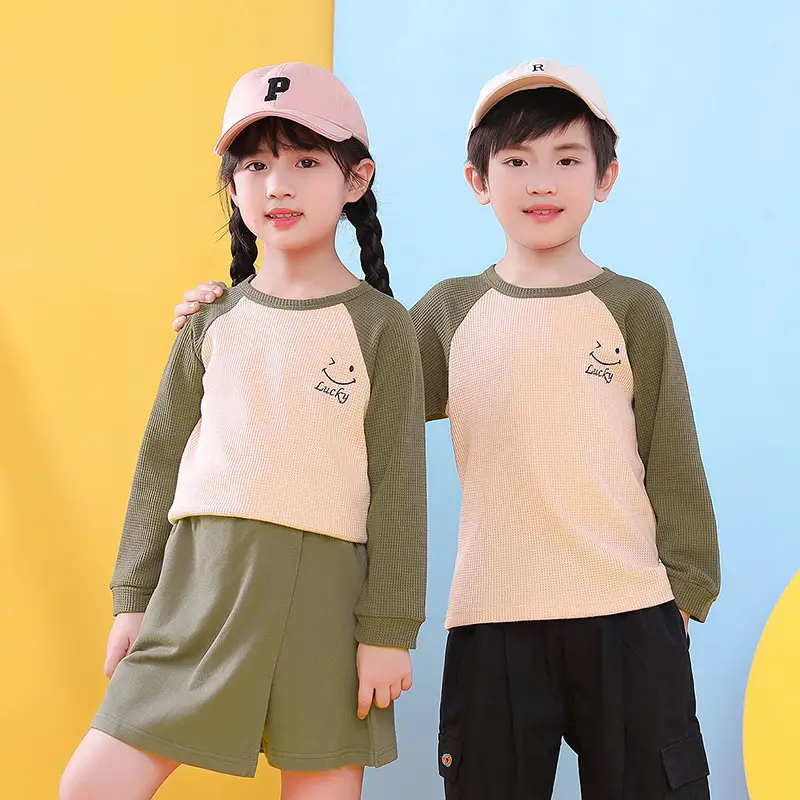 Children's Long Sleeve T-Shirt Blue Gray Kids Spring Autumn Top - Image 6