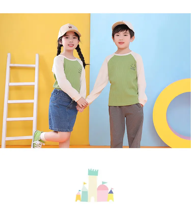 Children's Long Sleeve T-Shirt Blue Gray Kids Spring Autumn Top — feature 10