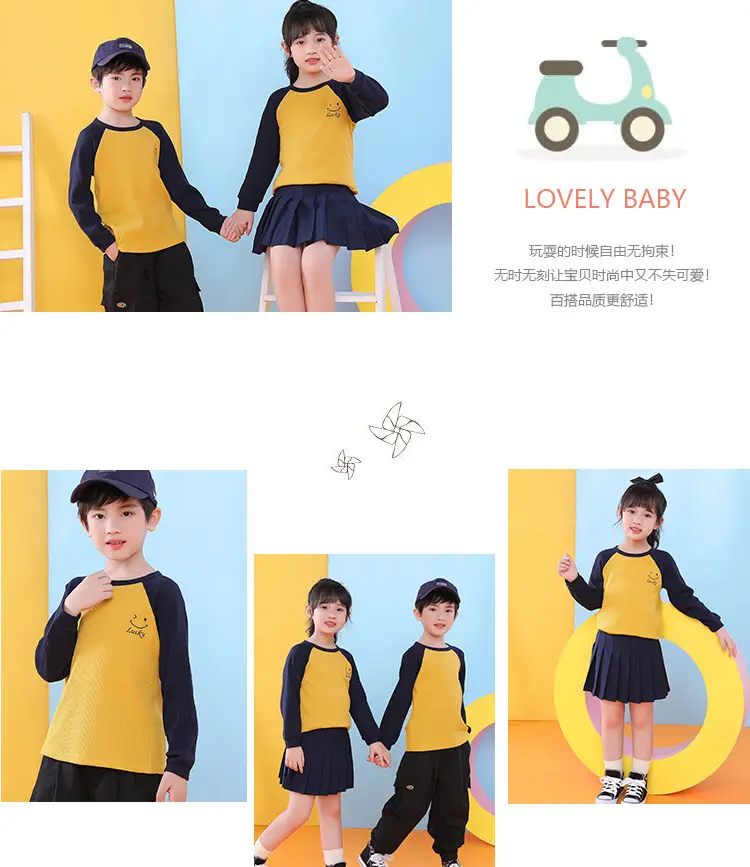 Children's Long Sleeve T-Shirt Blue Gray Kids Spring Autumn Top — feature 13