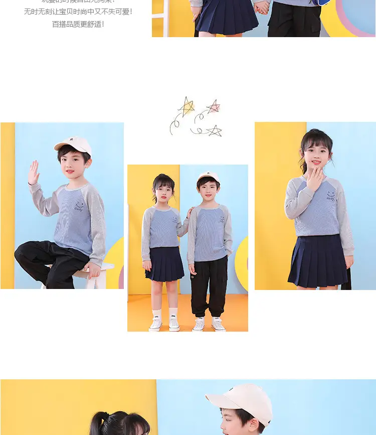 Children's Long Sleeve T-Shirt Blue Gray Kids Spring Autumn Top — feature 16