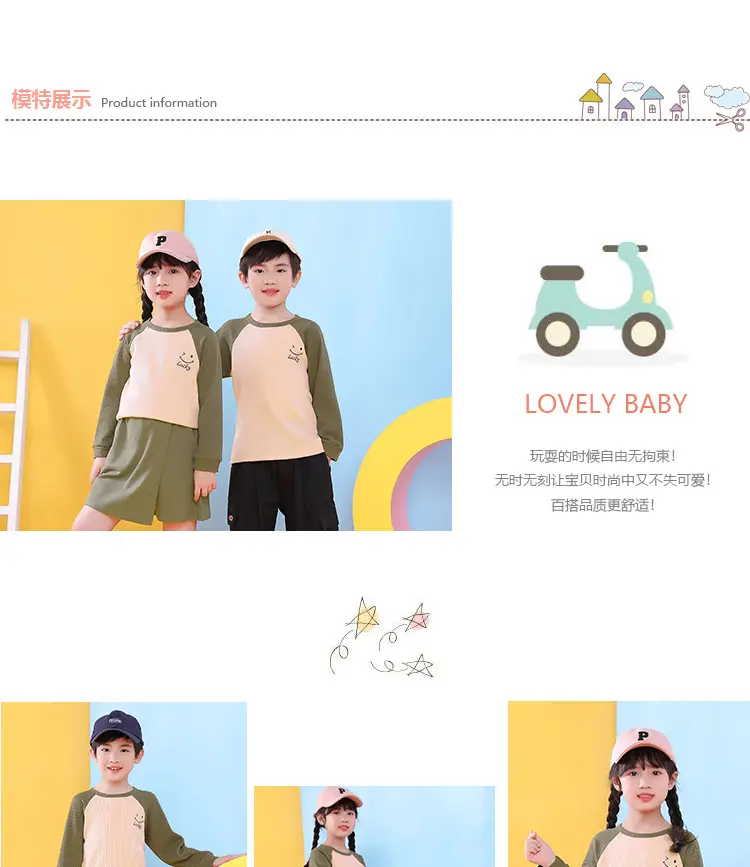 Children's Long Sleeve T-Shirt Blue Gray Kids Spring Autumn Top — feature 8