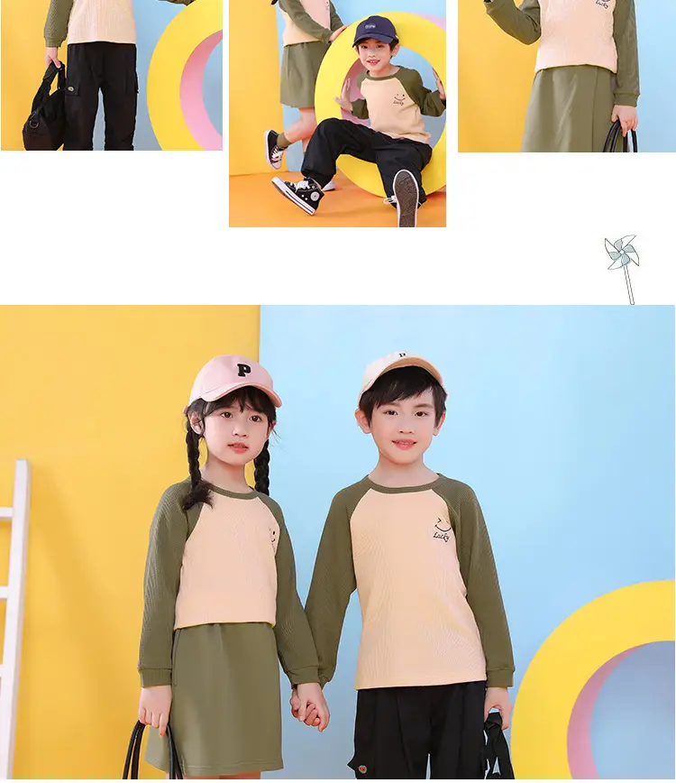 Children's Long Sleeve T-Shirt Blue Gray Kids Spring Autumn Top — feature 9