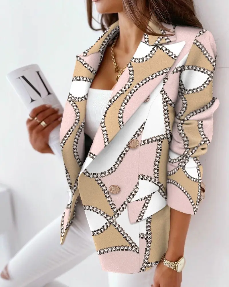 Black Printed Long Sleeve Jacket with Gold Embroidery