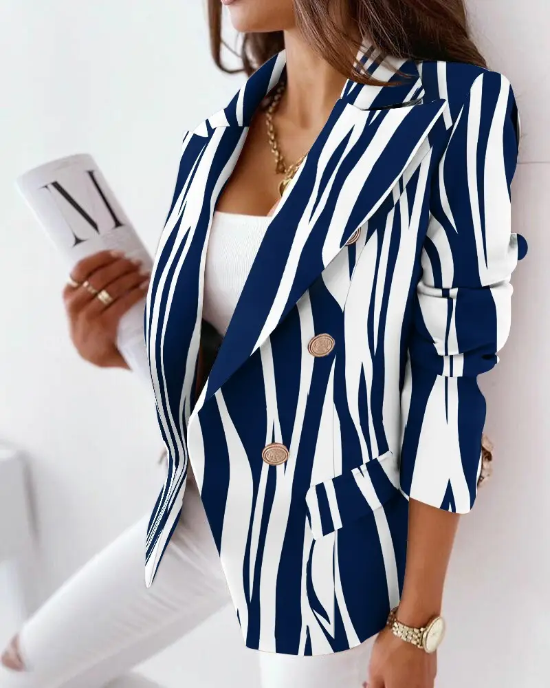 Black Printed Long Sleeve Jacket with Gold Embroidery