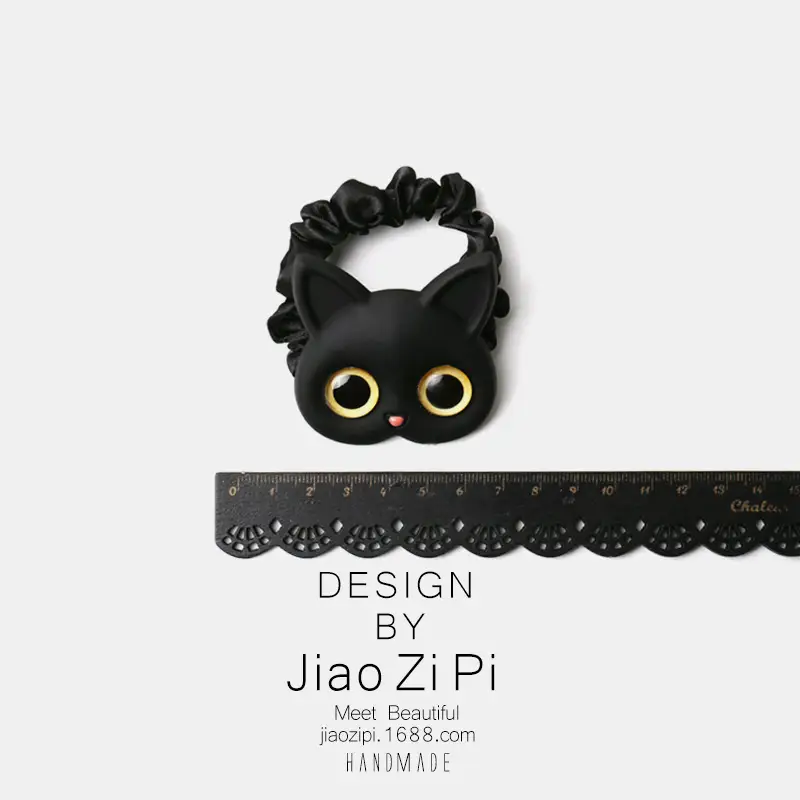 Cute Cat Hair Ropes Black White Cartoon Design - Image 4