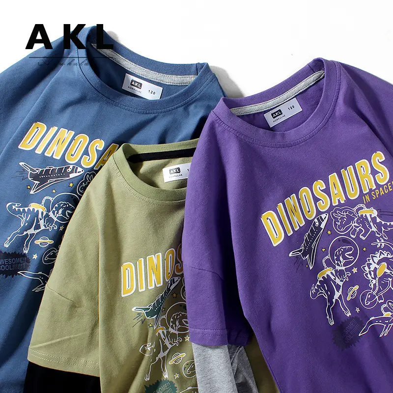 2025 Boys Dinosaur Print Long Sleeve T-Shirt Purple - Image 3