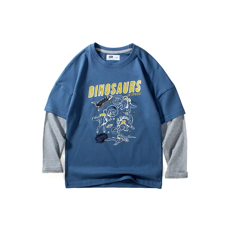 2025 Boys Dinosaur Print Long Sleeve T-Shirt Purple - Image 4