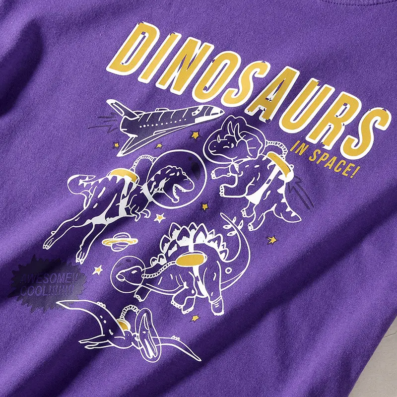 2025 Boys Dinosaur Print Long Sleeve T-Shirt Purple - Image 5