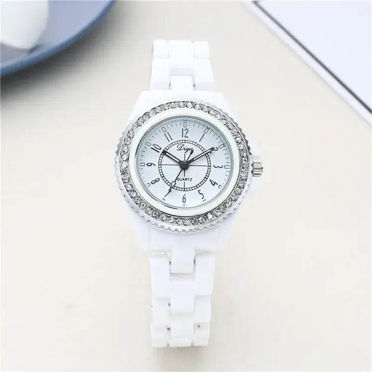 White Diamond Studded Women's Quartz Watch - Image 3