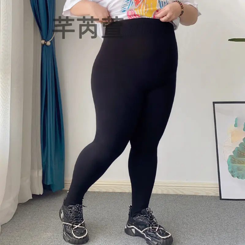 Black Slim Skinny Plus Size Leggings Modal Winter - Image 5