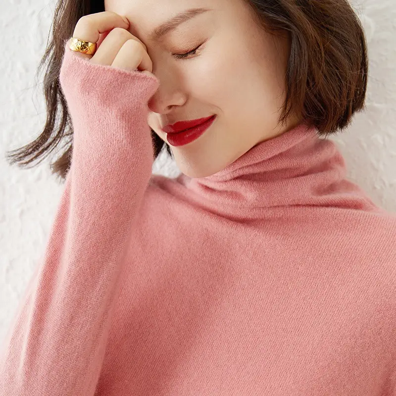 Women Wool Piled Collar Sweater Green Long Sleeve - Image 18