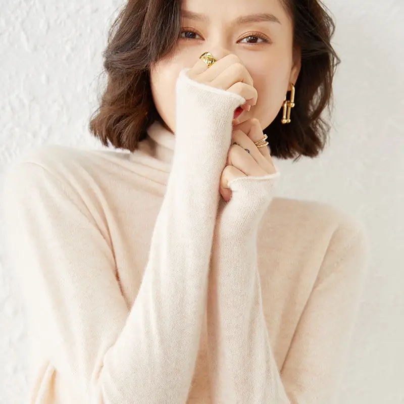 Women Wool Piled Collar Sweater Green Long Sleeve - Image 10