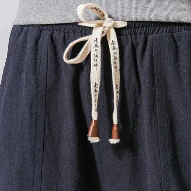 Men Linen Jogger Pants Maroon Drawstring Waist - Image 13