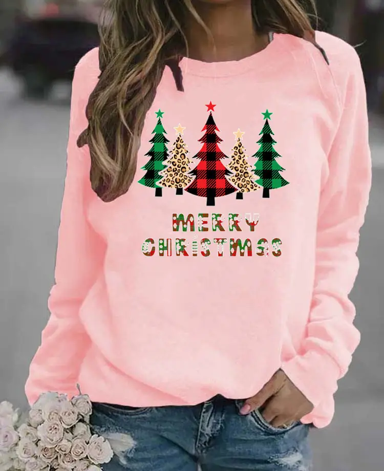 Women Purple Christmas Sweatshirt Long Sleeve - Image 3