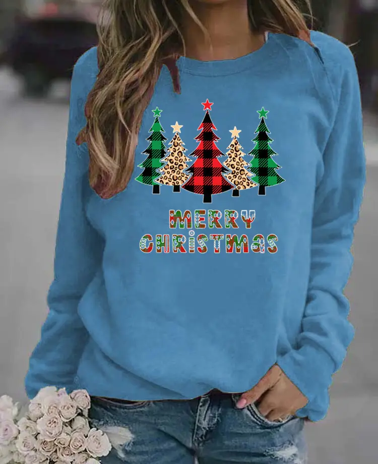 Women Purple Christmas Sweatshirt Long Sleeve - Image 2