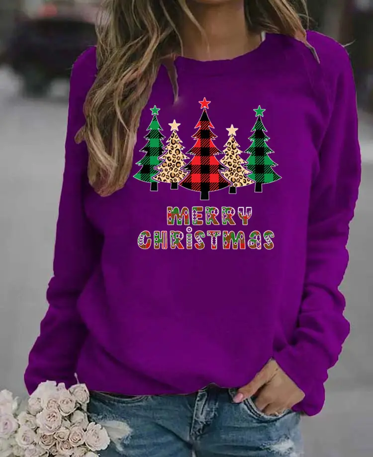 Women Purple Christmas Sweatshirt Long Sleeve - Image 14