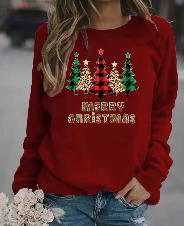 Women Purple Christmas Sweatshirt Long Sleeve - Image 9