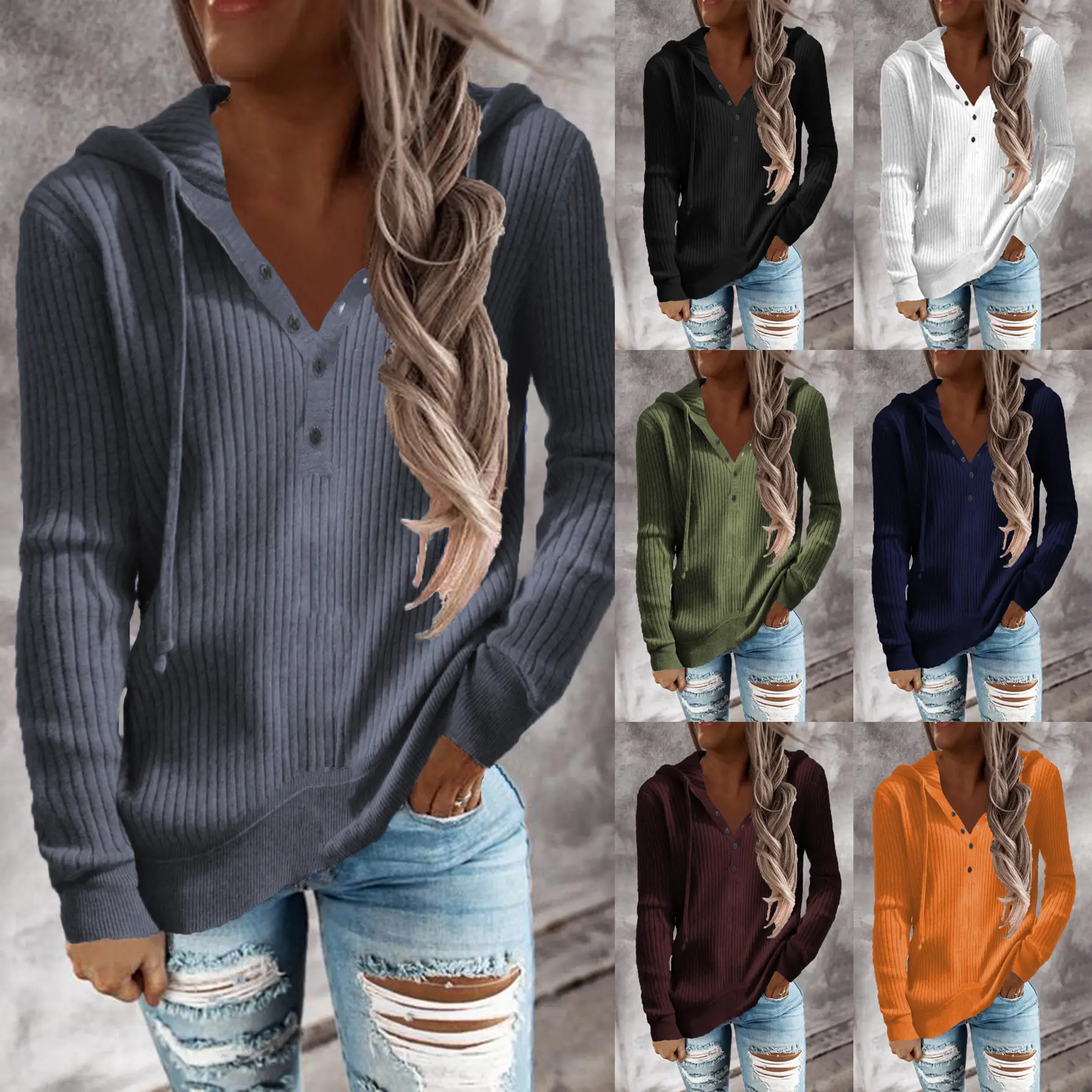 Green Long Sleeve Pullover Hooded Sweatshirt for Women