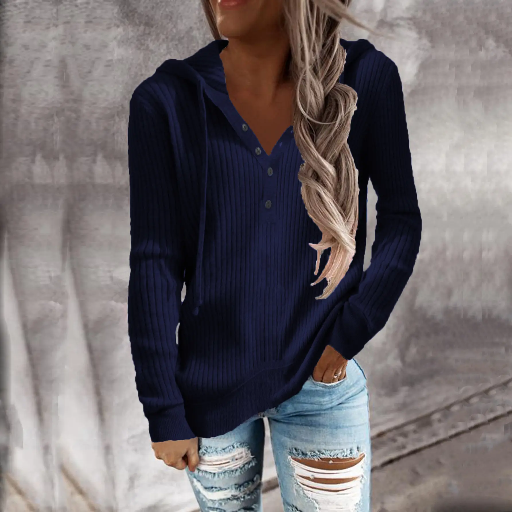 Green Long Sleeve Pullover Hooded Sweatshirt for Women