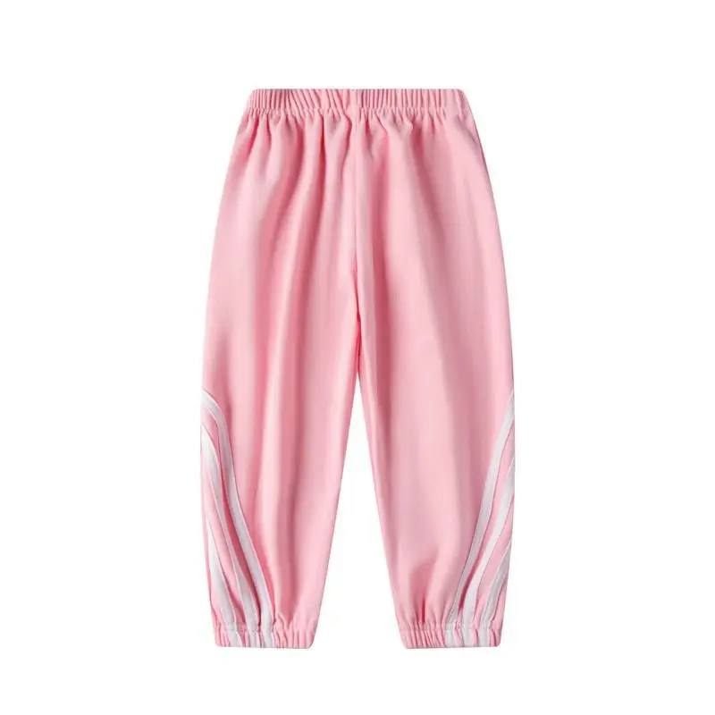 Pink Three-Bar Warm Sports Pants for Kids Small Medium - Image 2