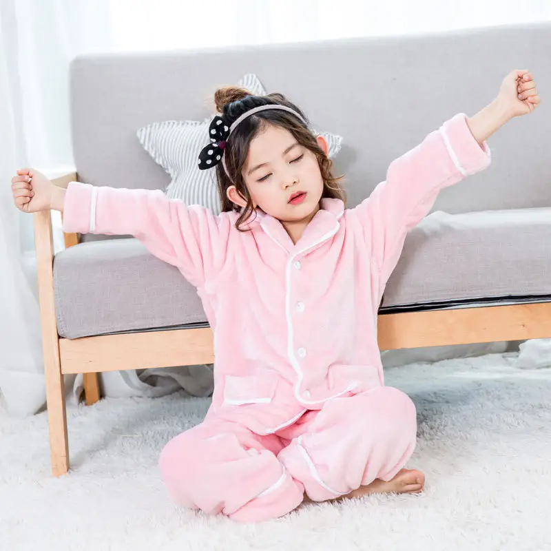 Girls Pajamas Coral Lip Print Flannel Suit Winter - Image 7