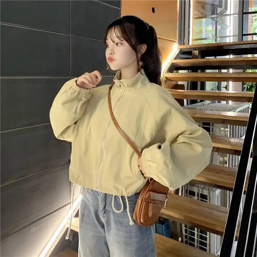 Women Korean Style Loose Jacket 2025 Autumn Drawstring Top — feature 10