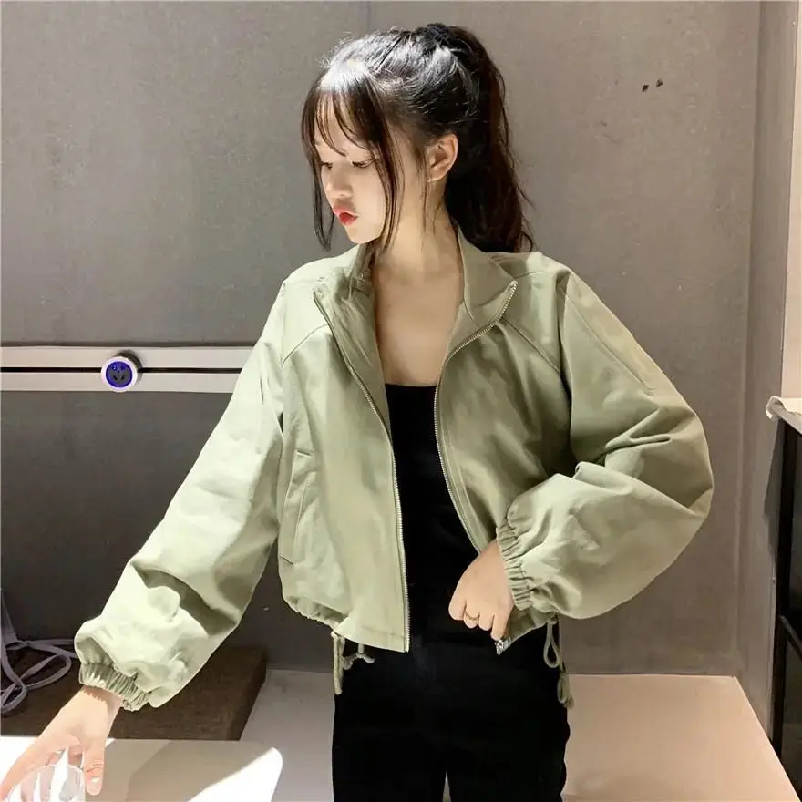 Women Korean Style Loose Jacket 2025 Autumn Drawstring Top — feature 11