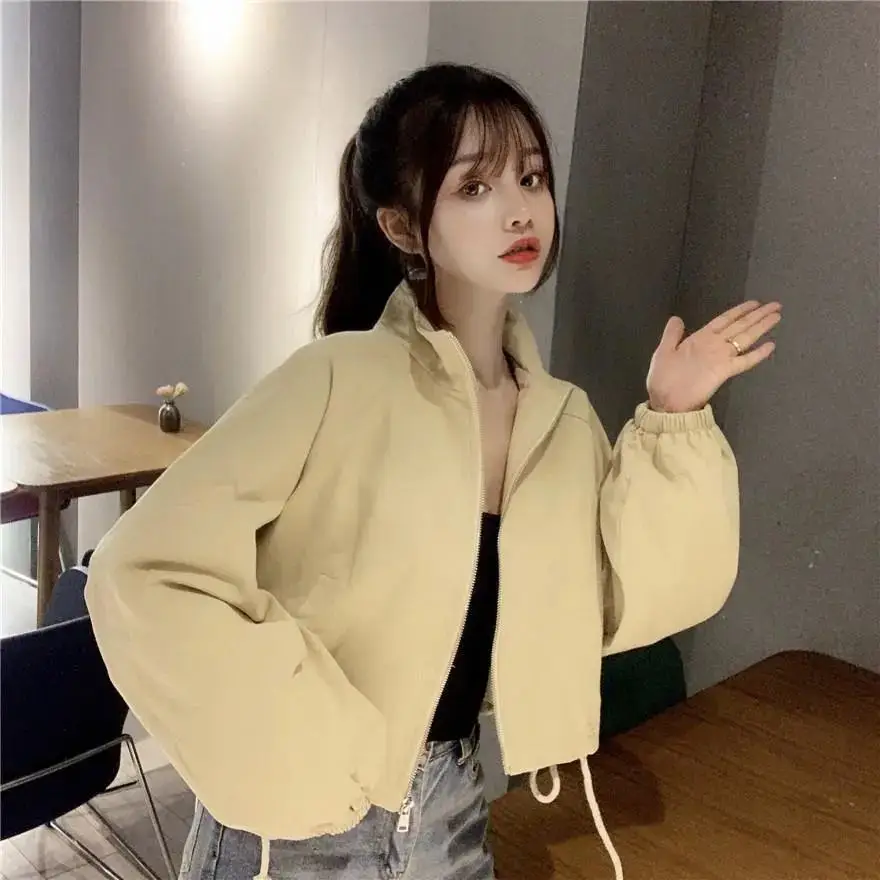 Women Korean Style Loose Jacket 2025 Autumn Drawstring Top — feature 18