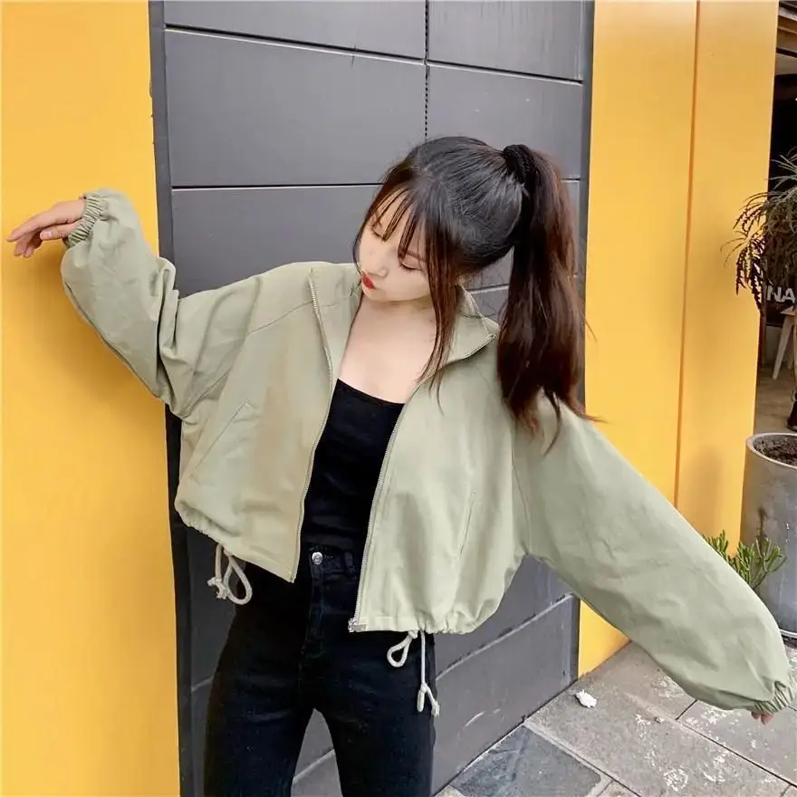 Women Korean Style Loose Jacket 2025 Autumn Drawstring Top — feature 21