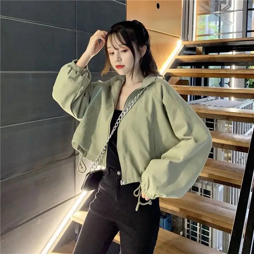 Women Korean Style Loose Jacket 2025 Autumn Drawstring Top — feature 22