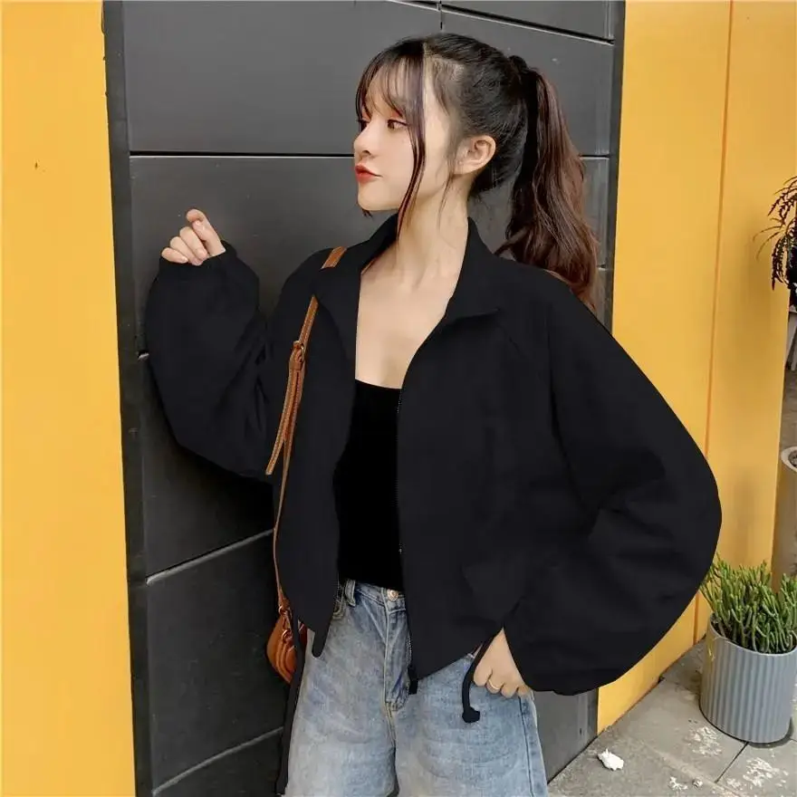 Women Korean Style Loose Jacket 2025 Autumn Drawstring Top — feature 24
