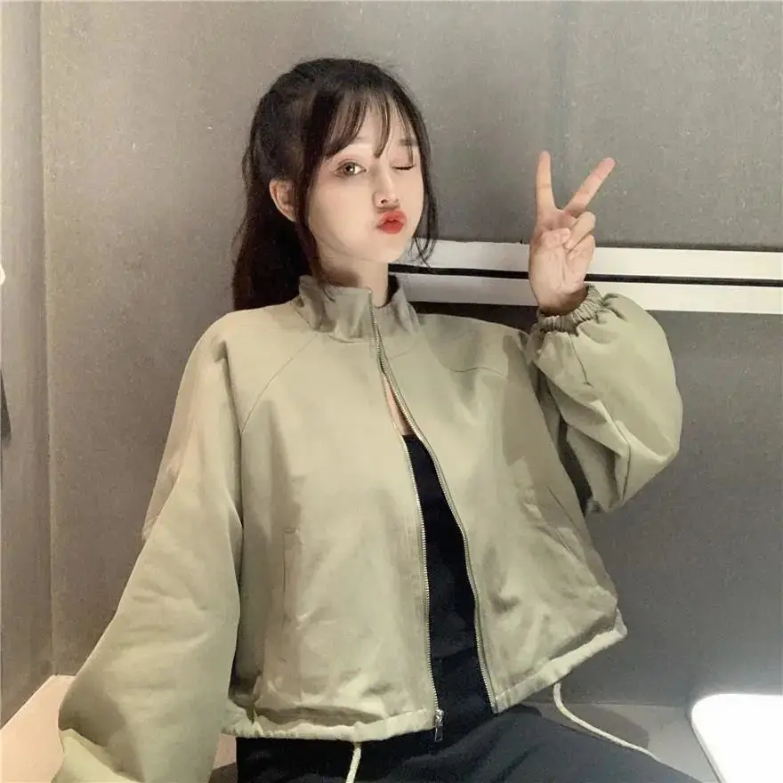 Women Korean Style Loose Jacket 2025 Autumn Drawstring Top — feature 25