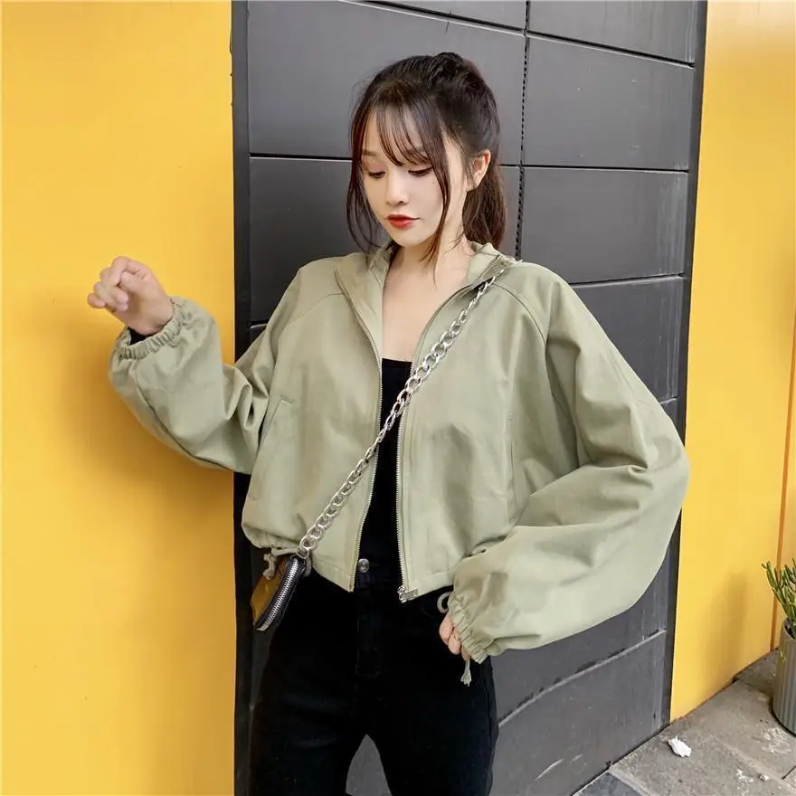 Women Korean Style Loose Jacket 2025 Autumn Drawstring Top — feature 5