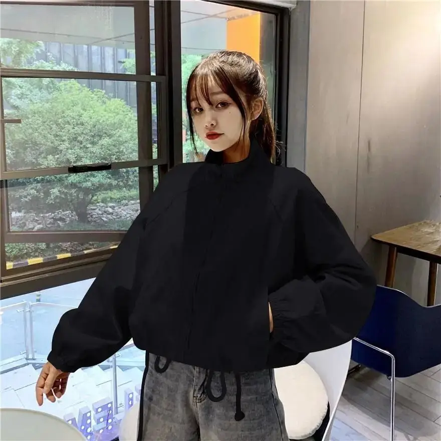 Women Korean Style Loose Jacket 2025 Autumn Drawstring Top — feature 9